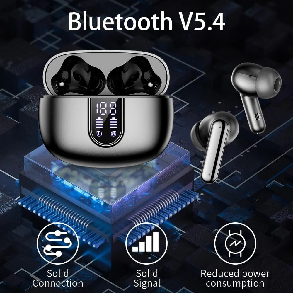 Wireless Earbuds Bluetooth Headphones, with LED Display Charging Case, Waterproof In-Ear Earphones with Mic for iPhone /Android /PC /Laptop
